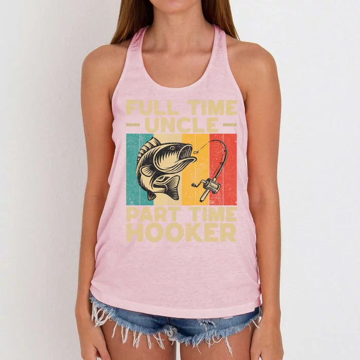 Funny Vintage Fishing Uncle Jokes Fisher Cute Gift Women's Knotted Racerback Tank