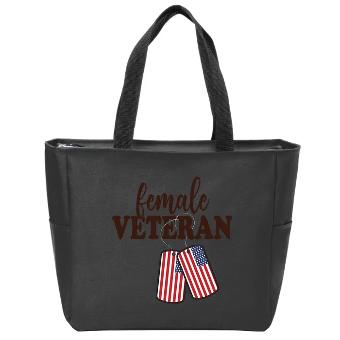 Female Veteran Zip Tote Bag