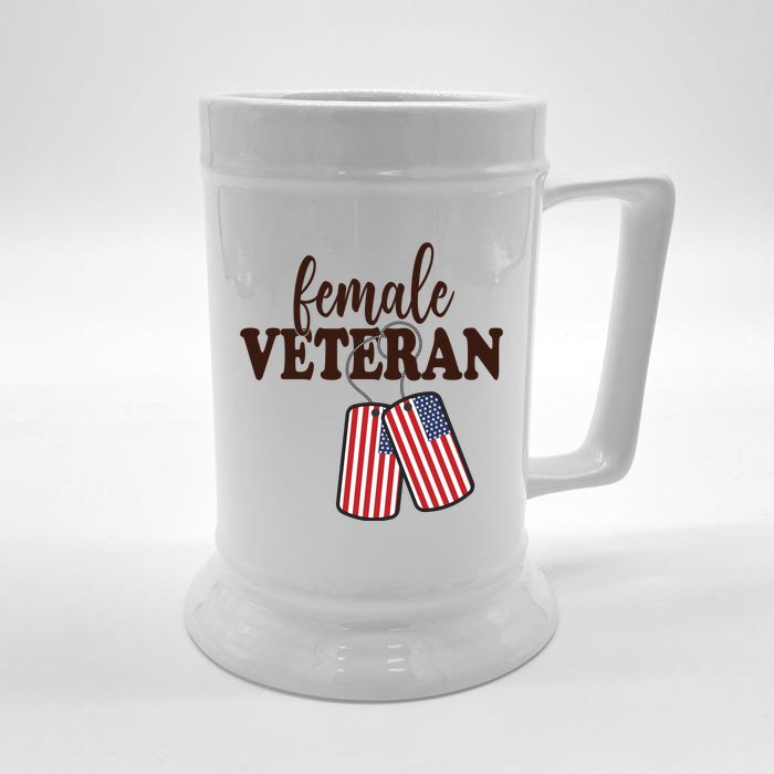 Female Veteran Front & Back Beer Stein