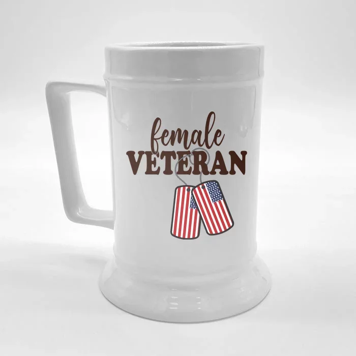 Female Veteran Front & Back Beer Stein