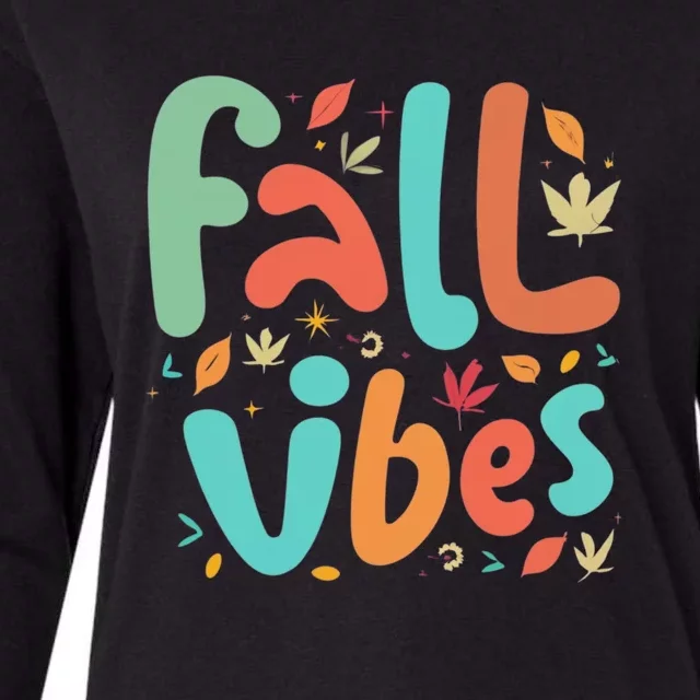 Fall Vibes Funny Womens Cotton Relaxed Long Sleeve T-Shirt