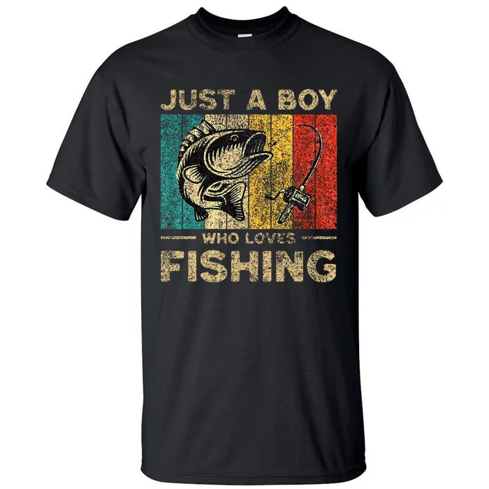 Funny Vintage Fishing Jokes Boy Fisherman Bass Fish Tall T-Shirt