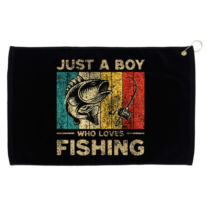 Funny Vintage Fishing Jokes Boy Fisherman Bass Fish Grommeted Golf Towel