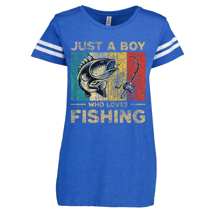 Funny Vintage Fishing Jokes Boy Fisherman Bass Fish Enza Ladies Jersey Football T-Shirt