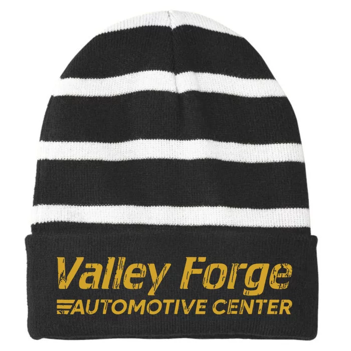 Funny Valley Forge Automotive Distressed Look Striped Beanie with Solid Band