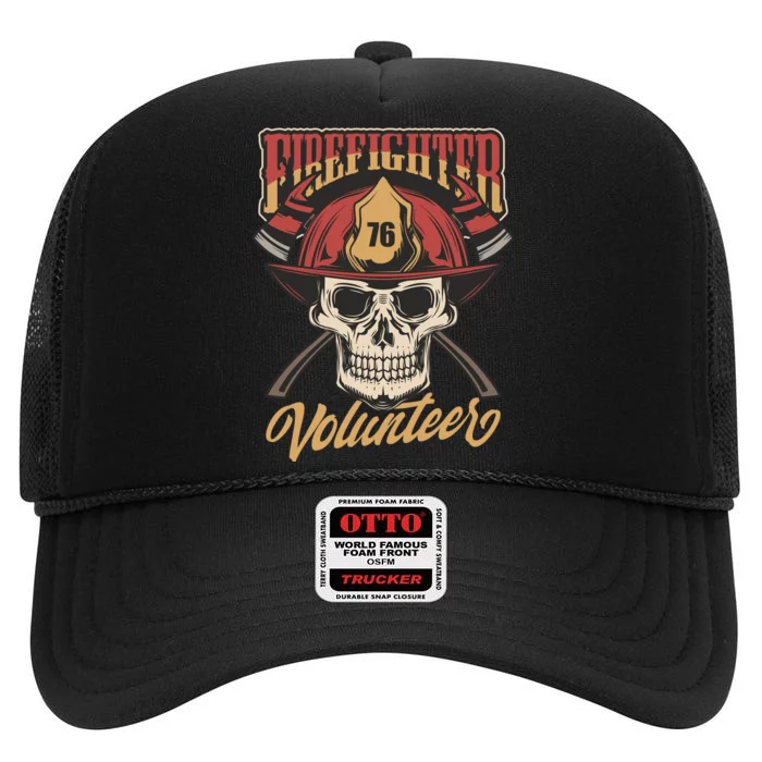 Firefighter Volunteer High Crown Mesh Trucker Hat