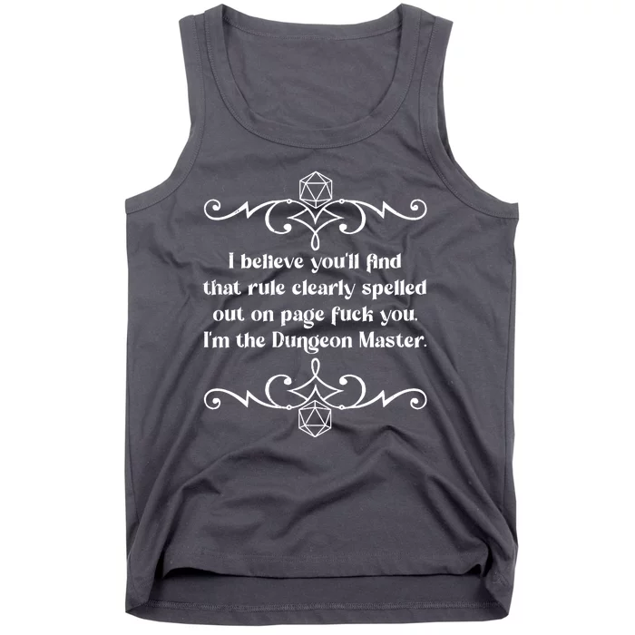 Funny Vintage Fuck You I'm The Dungeon Master Tank Top