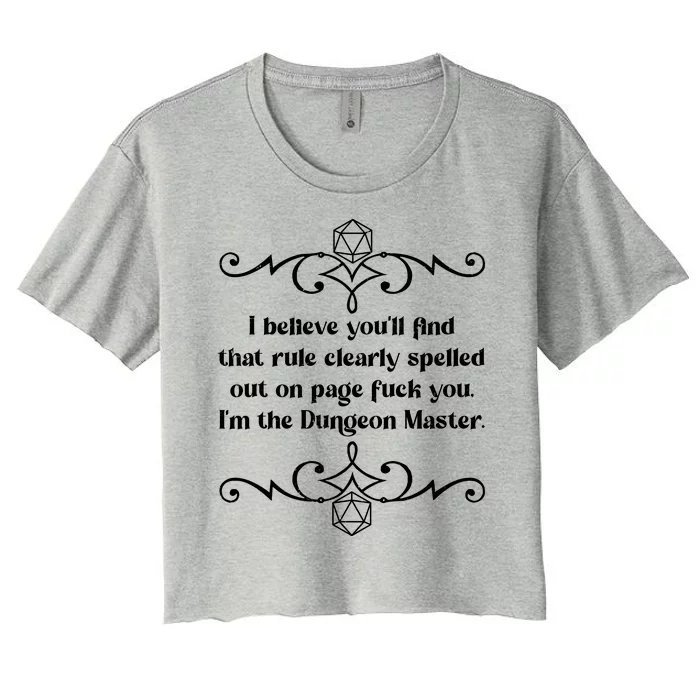 Funny Vintage Fuck You I'm The Dungeon Master Women's Crop Top Tee