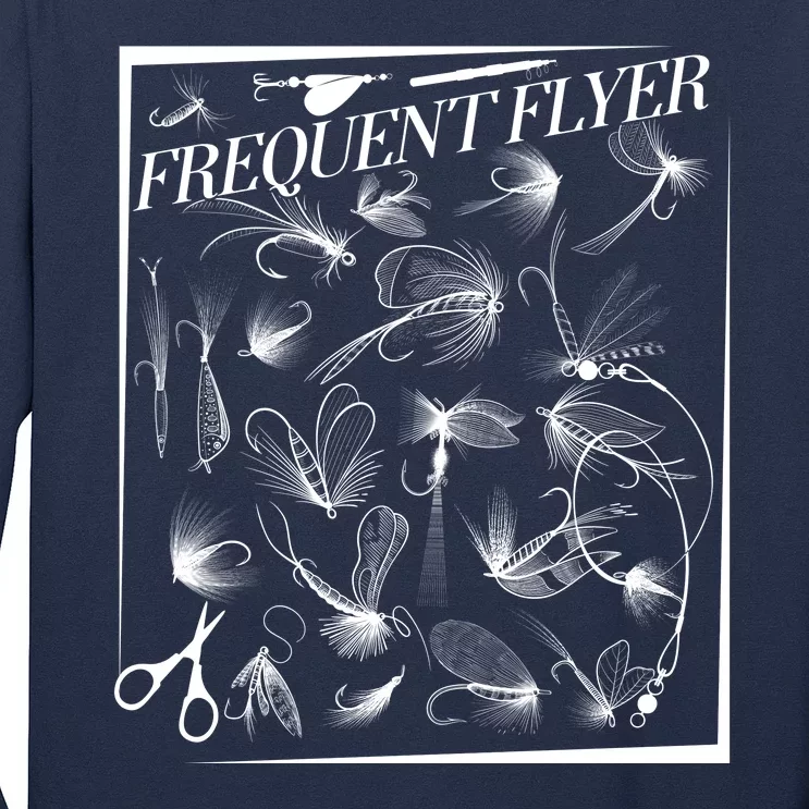 Funny Vintage Frequent Flyer Fly Fishing Lures Long Sleeve Shirt