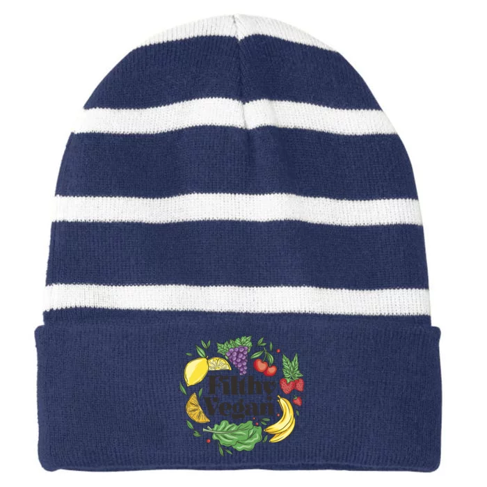 Filthy Vegan Striped Beanie with Solid Band