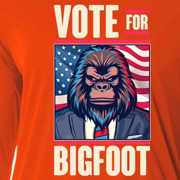 Funny Vote For Bigfoot 2024 Election Cooling Performance Long Sleeve Crew