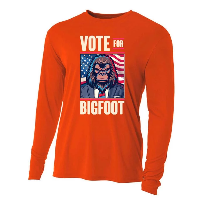 Funny Vote For Bigfoot 2024 Election Cooling Performance Long Sleeve Crew