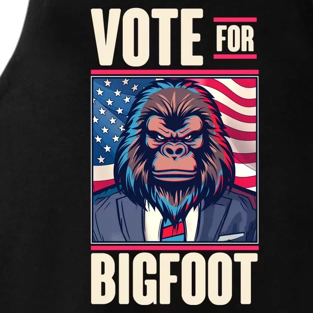 Funny Vote For Bigfoot 2024 Election Ladies Tri-Blend Wicking Tank