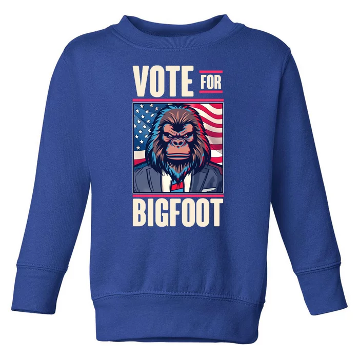 Funny Vote For Bigfoot 2024 Election Toddler Sweatshirt