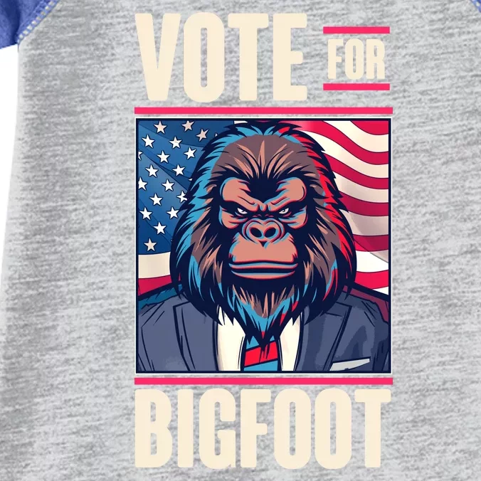 Funny Vote For Bigfoot 2024 Election Infant Baby Jersey Bodysuit