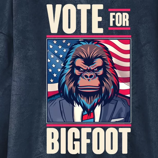 Funny Vote For Bigfoot 2024 Election Hooded Wearable Blanket