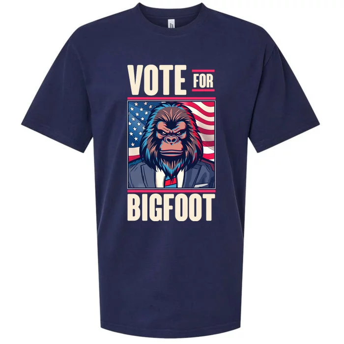 Funny Vote For Bigfoot 2024 Election Sueded Cloud Jersey T-Shirt