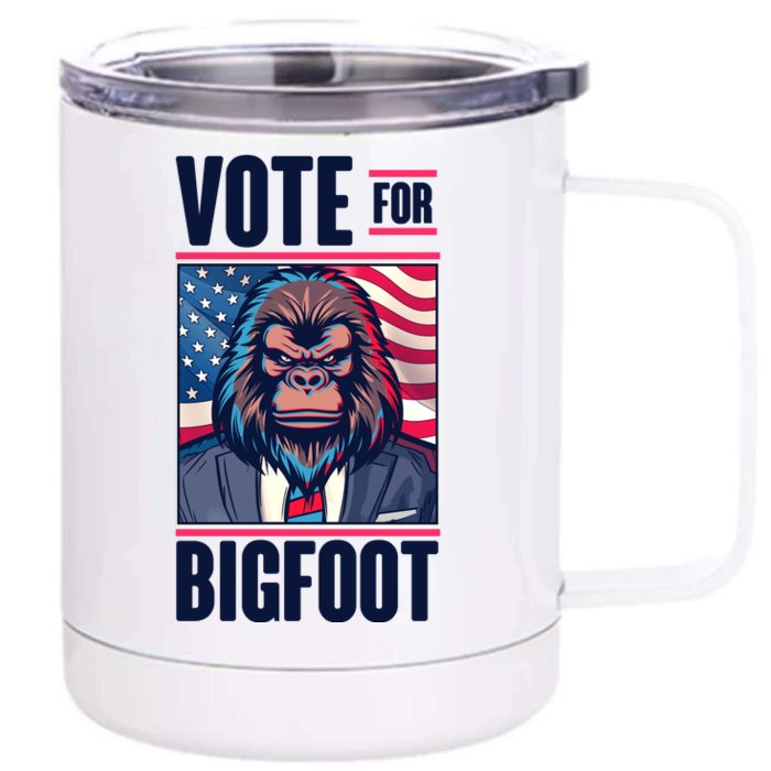 Funny Vote For Bigfoot 2024 Election Front & Back 12oz Stainless Steel Tumbler Cup