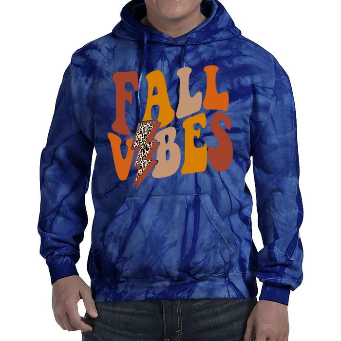 Fall Vibes Fall Season Lighting Bolt Tie Dye Hoodie