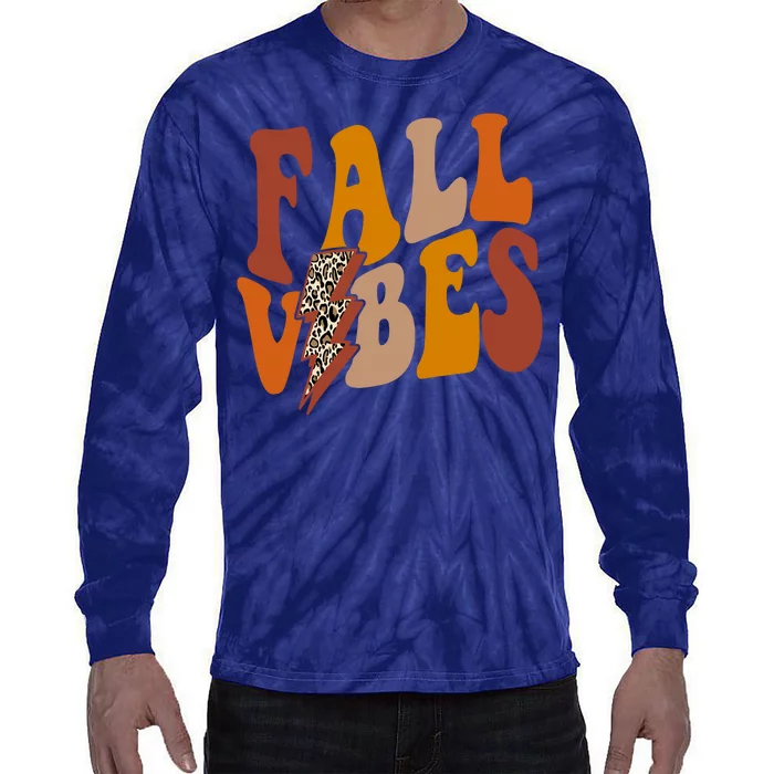 Fall Vibes Fall Season Lighting Bolt Tie-Dye Long Sleeve Shirt