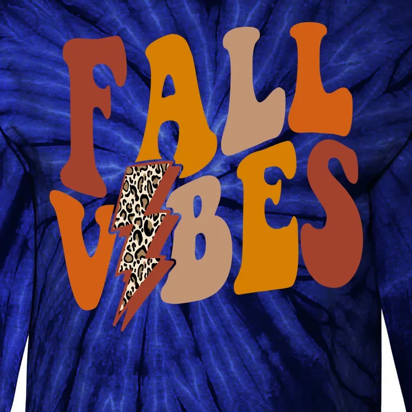 Fall Vibes Fall Season Lighting Bolt Tie-Dye Long Sleeve Shirt