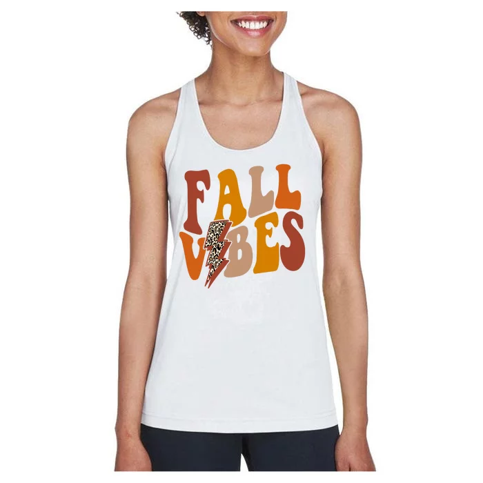 Fall Vibes Fall Season Lighting Bolt Women's Racerback Tank