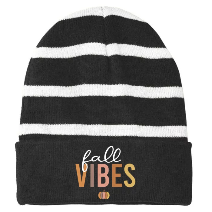 Fall Vibes Striped Beanie with Solid Band