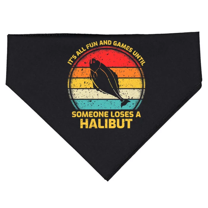 Fishing Vintage Fun And Games Until Someone Loses A Halibut USA-Made Doggie Bandana