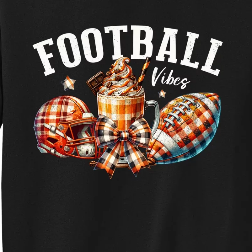 Football Vibes Fall Plaid Coquette Bow Fall Tall Sweatshirt