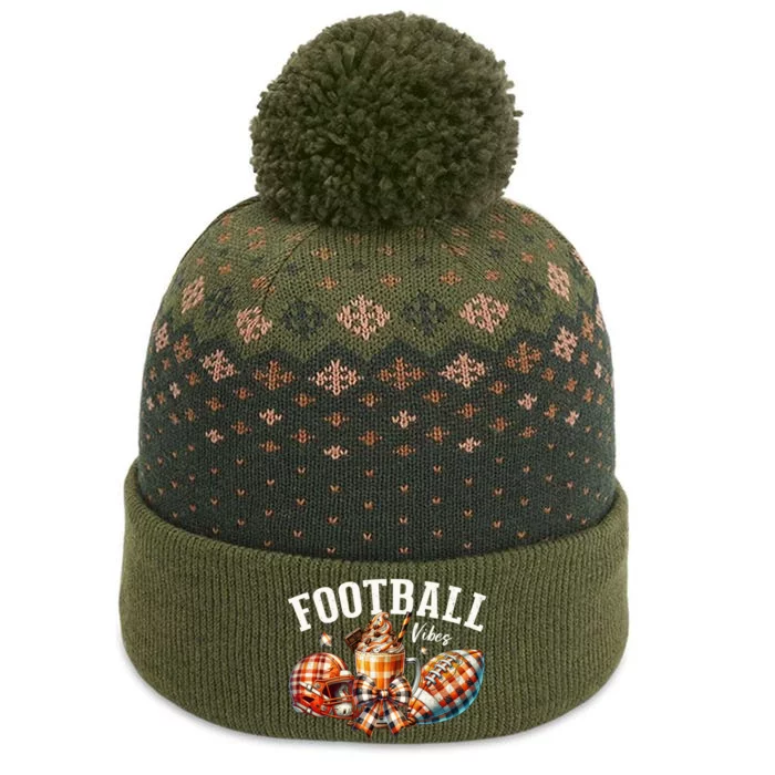 Football Vibes Fall Plaid Coquette Bow Fall The Baniff Cuffed Pom Beanie