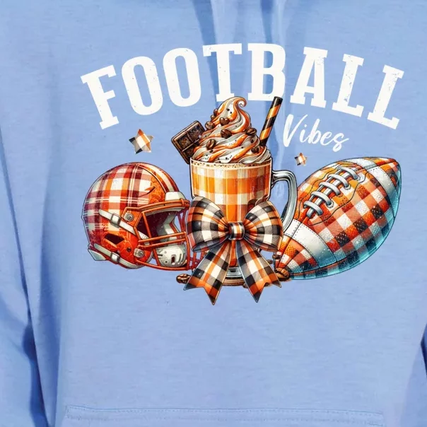 Football Vibes Fall Plaid Coquette Bow Fall Unisex Surf Hoodie