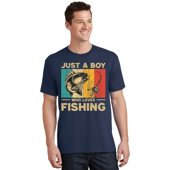 Funny Vintage Fishing Jokes Boy Fisherman Bass Fish T-Shirt