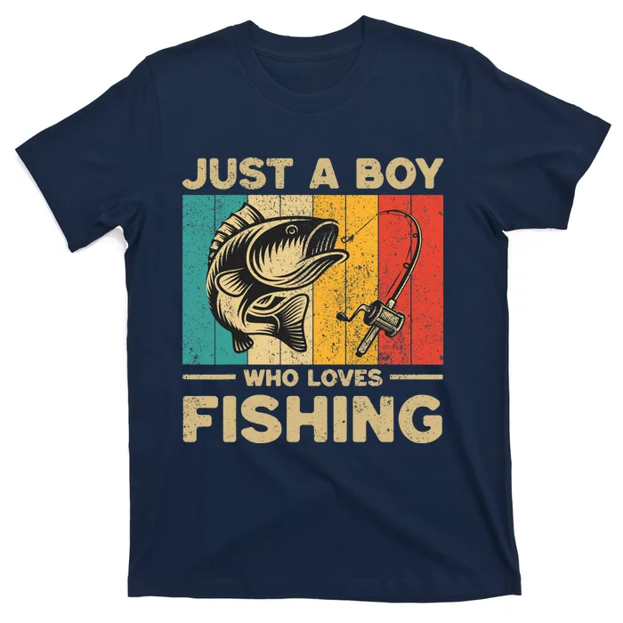 Funny Vintage Fishing Jokes Boy Fisherman Bass Fish T-Shirt