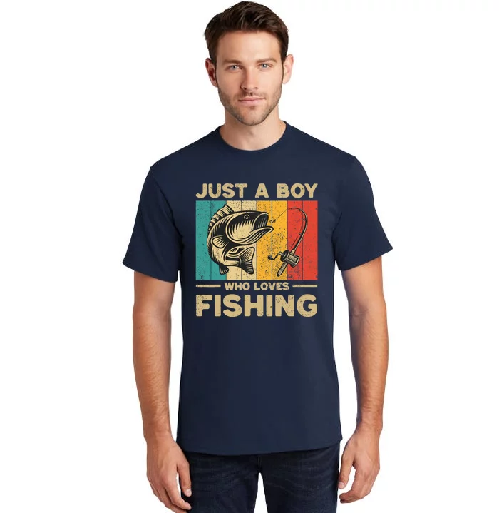 Funny Vintage Fishing Jokes Boy Fisherman Bass Fish Tall T-Shirt