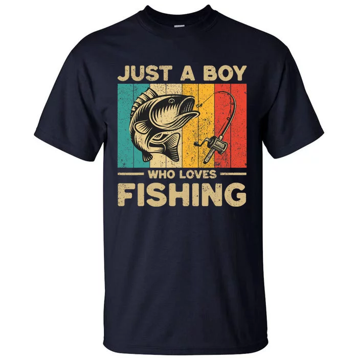 Funny Vintage Fishing Jokes Boy Fisherman Bass Fish Tall T-Shirt