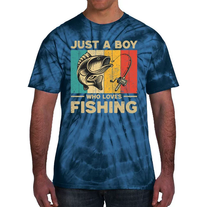 Funny Vintage Fishing Jokes Boy Fisherman Bass Fish Tie-Dye T-Shirt