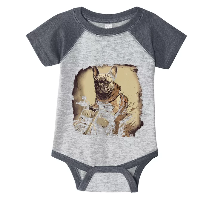 Funny Vintage French Bulldog Biker French Bulldog Motorcycle Zip Hoodie Infant Baby Jersey Bodysuit