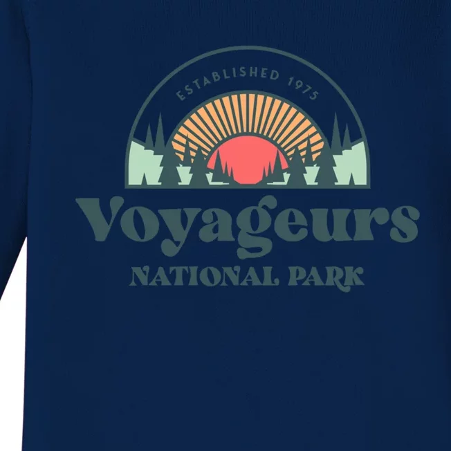 Family Vacation Funny Gift Cool Gift Retro Voyageurs National Park Gift Baby Long Sleeve Bodysuit