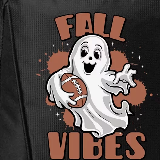 Fall Vibes Football Ghost Halloween Retro Funny Costume Gift City Backpack