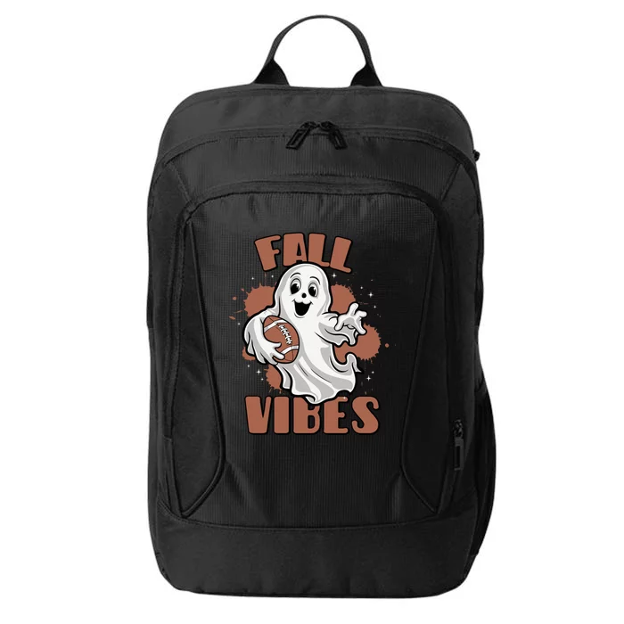 Fall Vibes Football Ghost Halloween Retro Funny Costume Gift City Backpack