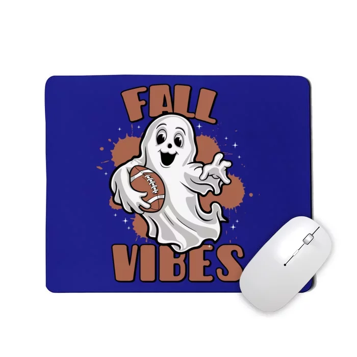 Fall Vibes Football Ghost Halloween Retro Funny Costume Gift Mousepad