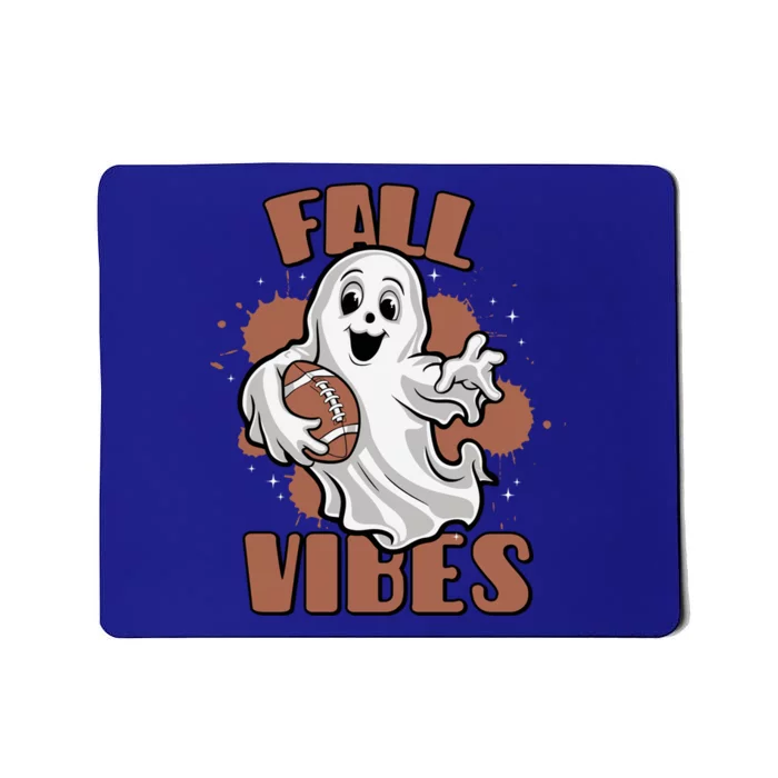 Fall Vibes Football Ghost Halloween Retro Funny Costume Gift Mousepad