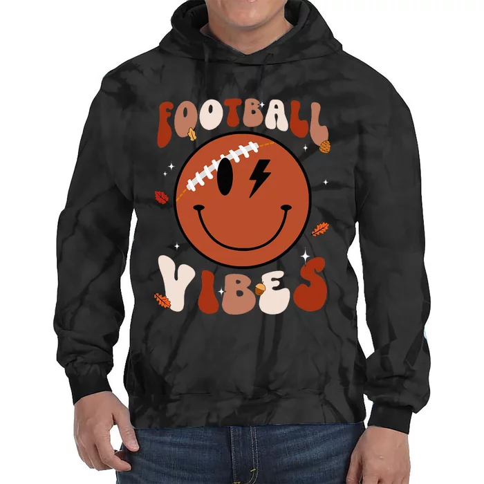 Football Vibes Fall Thanksgiving Smile Face Season Tie Dye Hoodie