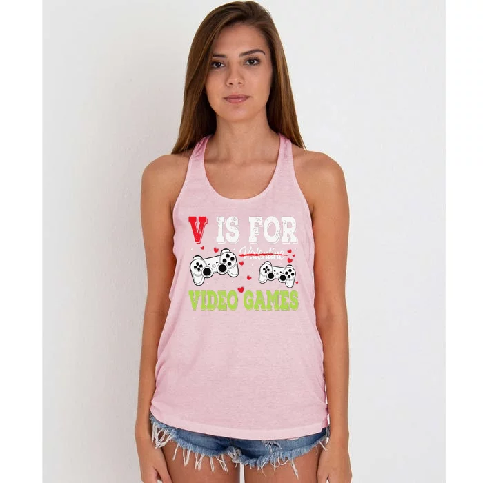 Funny Video Games Lover Valentine Day Fors Gamer Women's Knotted Racerback Tank