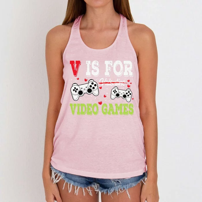 Funny Video Games Lover Valentine Day Fors Gamer Women's Knotted Racerback Tank