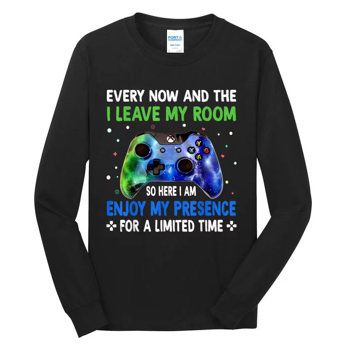 Funny Video Games Every Now And Then I Leave My Room Gaming Tall Long Sleeve T-Shirt