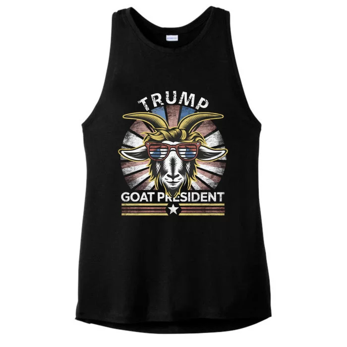 Funny Vintage Goat Trump 45th President Election 2024 Cool Gift Ladies Tri-Blend Wicking Tank