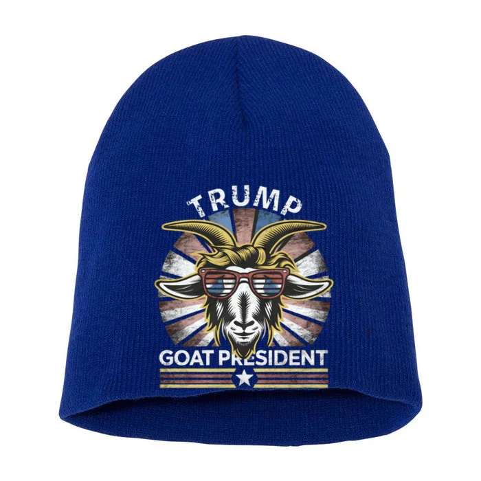 Funny Vintage Goat Trump 45th President Election 2024 Cool Gift Short Acrylic Beanie