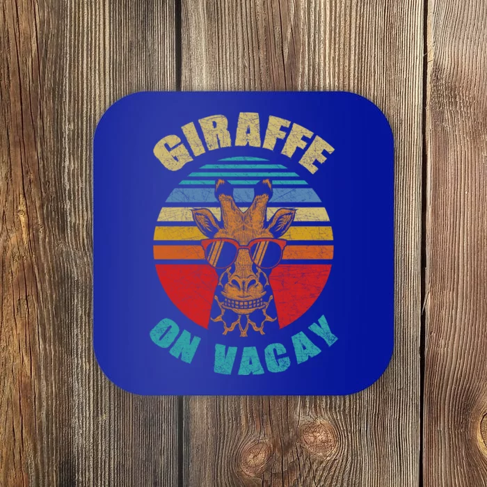 Funny Vintage Giraffe On Vacay Mode Summer Vacation Vibes Gift Coaster