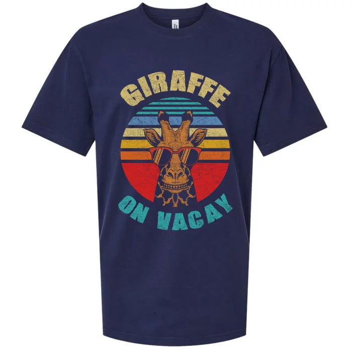 Funny Vintage Giraffe On Vacay Mode Summer Vacation Vibes Gift Sueded Cloud Jersey T-Shirt